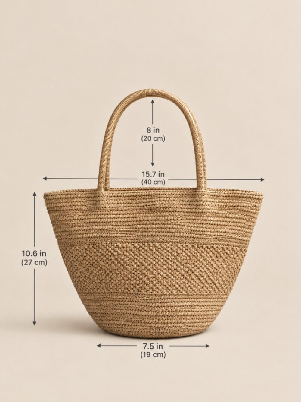 Handwoven Raffia Tote Bag - Natural Woven Everyday Tote - Picture 2 of 5